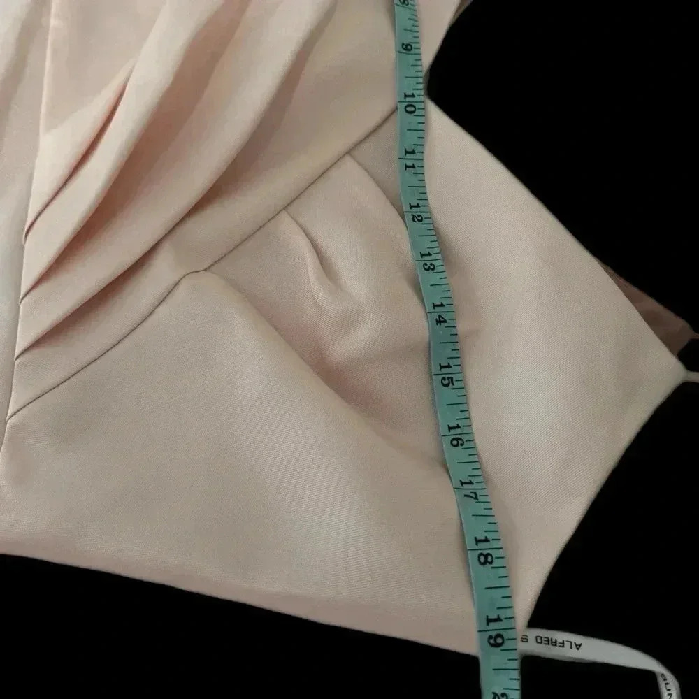 NWT ALFRED SUNG D777 Satin Twill V Neck Cocktail Dress In Blush Pink Size 12 - Picture 11 of 14